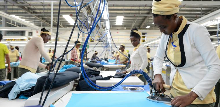 Women ironing in laundry, hawassa industrial park, Ethiopia